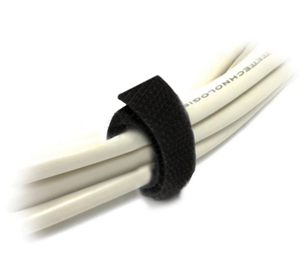 8ware-8WD-VELCT-25M-8Ware 25m x 12mm Velcro Wide Cable Tie Hook  Loop Continuous One Sided Self Adhesive Fastener Sticky Tape Roll Black