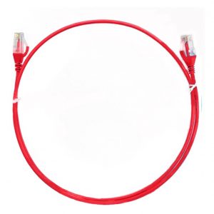 8ware-CAT6THINRD-025-8ware CAT6 Ultra Thin Slim Cable 0.25m / 25cm - Red Color Premium RJ45 Ethernet Network LAN UTP Patch Cord 26AWG for Data