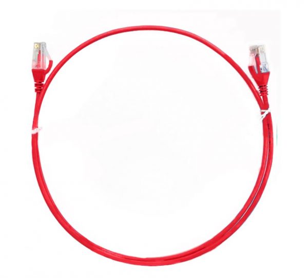 8ware-CAT6THINRD-025-8ware CAT6 Ultra Thin Slim Cable 0.25m / 25cm - Red Color Premium RJ45 Ethernet Network LAN UTP Patch Cord 26AWG for Data