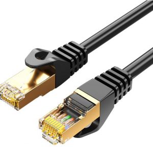 8ware-CAT7-F-0.5BLK-8Ware CAT7 Cable 0.5m (50cm) - Black Color RJ45 Ethernet Network LAN UTP Patch Cord Snagless