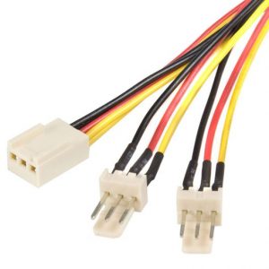 Astrotek-AT-FAN-3PIN-Astrotek Fan Power Cable 20cm - 2x3pin Male to 3 pins Female - for Computer PC Cooler Extension Connectors Black Sleeved