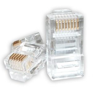 Astrotek-AT-RJ45PLUG-5E-Astrotek RJ45 Jack Connector Modular Plug Crimp 8P8C CAT5e LAN Network Ethernet Head 2 Prong Blade 3u" Transparent (20/pack)