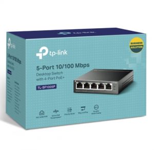 TP-LINK-TL-SF1005P-TP-Link TL-SF1005P 5-Port 10/100Mbps Desktop Switch with 4-Port PoE 67W IEEE 802.3af compliant 1Gbps Switching