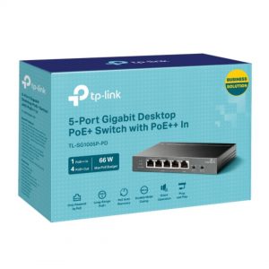 TP-LINK-TL-SG1005P-PD-TP-Link TL-SG1005P-PD 5-Port Gigabit Desktop PoE+ Switch with 1-Port PoE++ In and 4-Port PoE+Out