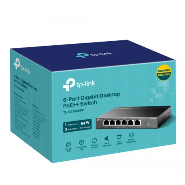 TP-LINK-TL-SG1006PP-TP-Link TL-SG1006PP 6-Port Gigabit Desktop Switch with 3-Port PoE+ and 1-Port PoE++