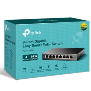 TP-LINK-TL-SG108PE-TP-Link TL-SG108PE 8-Port Gigabit Easy Smart Switch with 4-Port PoE