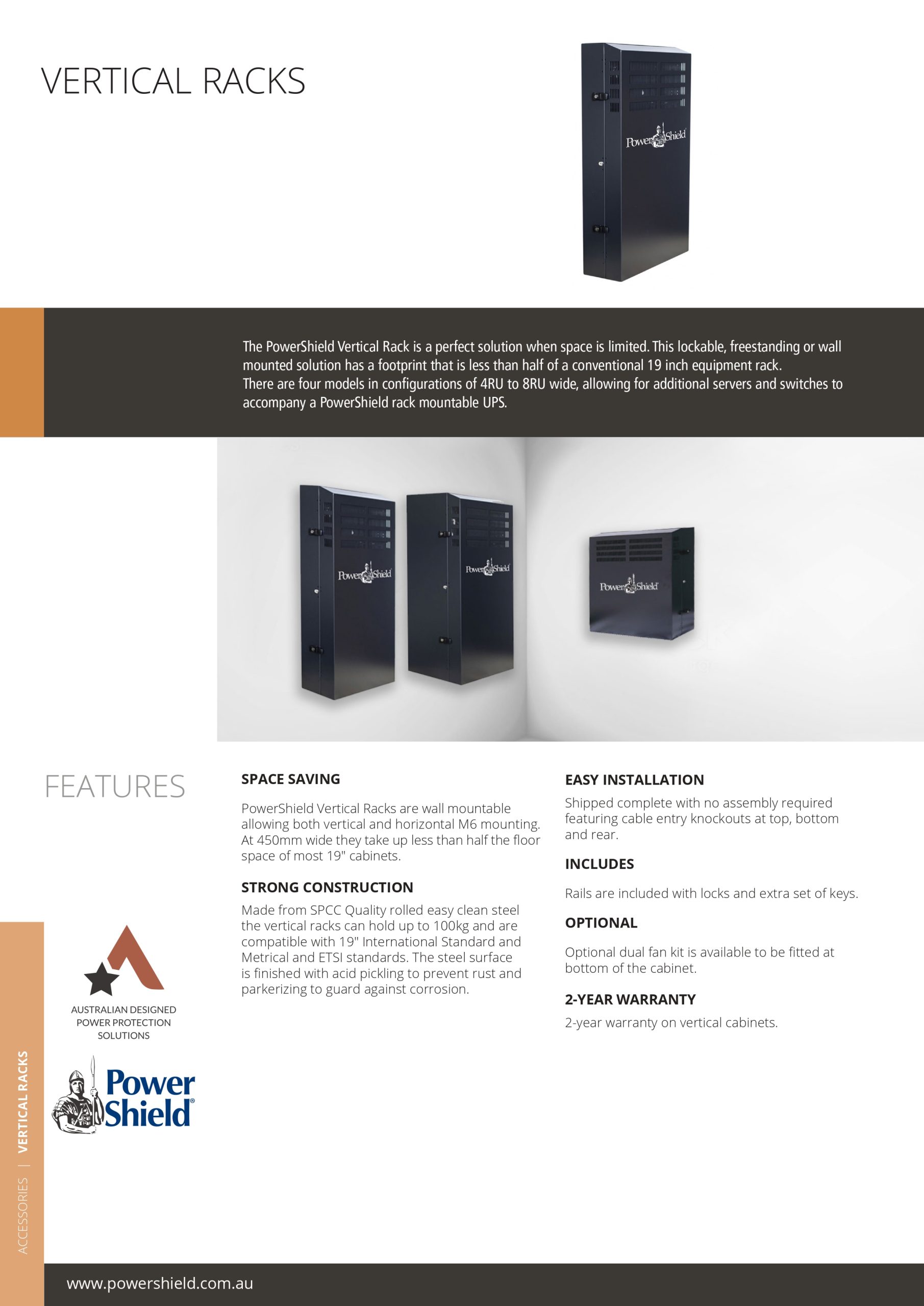 PowerShield | PowerShield Vertical Wall Mount Rack with 8U vertical capacity, provides secure and space-saving mounting for UPS systems | PSVR8 - Image 1