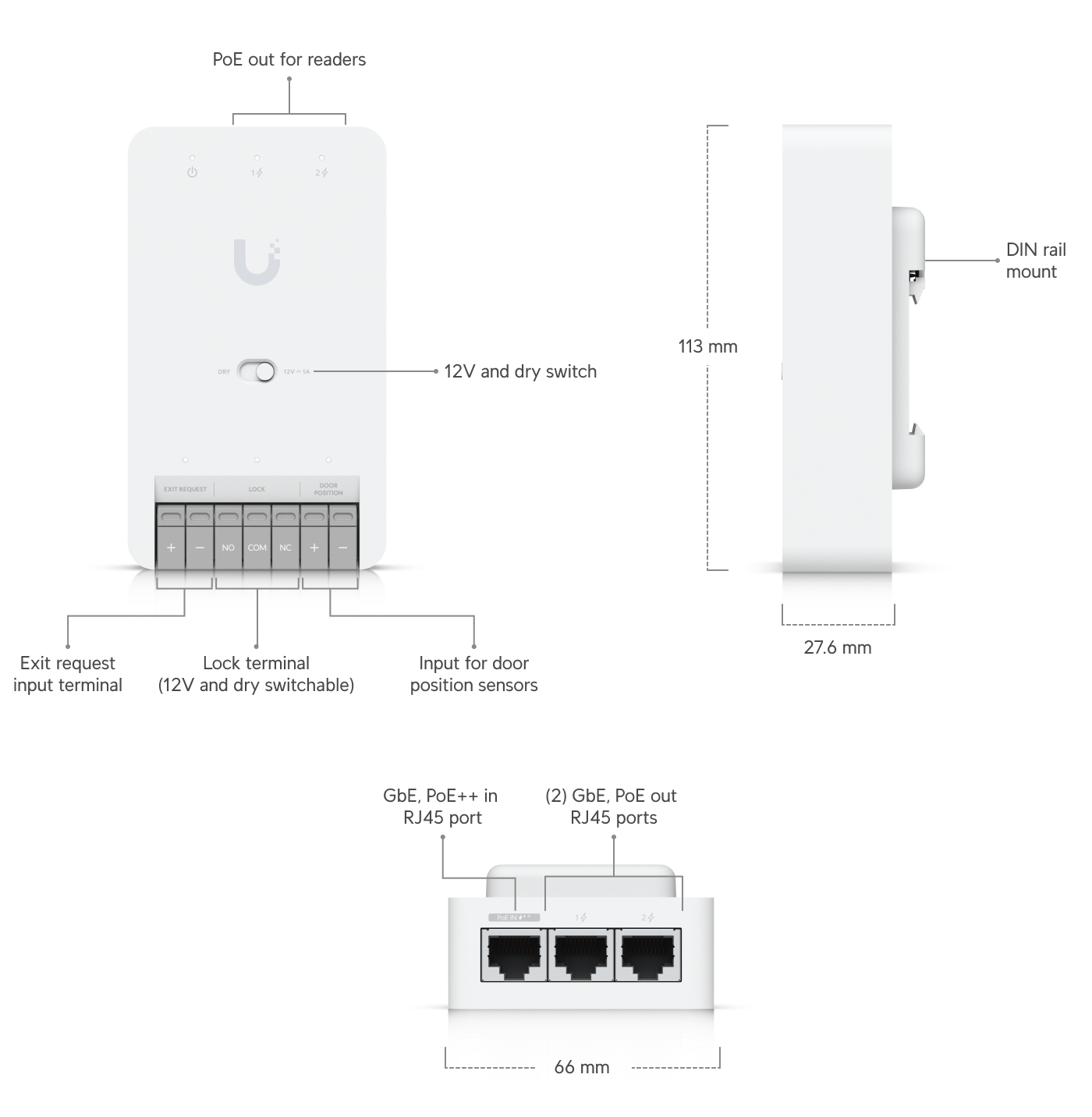 Ubiquiti | Ubiquiti Door Hub Mini, Compact Access Control Hub For  Single Door,1 Lock terminal -12V Dry Switchable,Connect  Power Via PoE++,2 Additional Inputs | UA-Hub-Door-Mini - Image 1