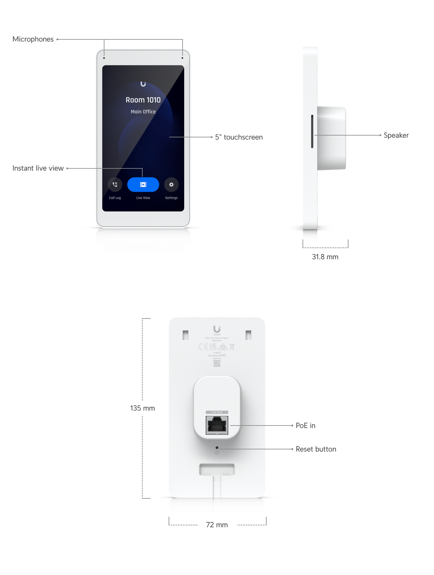 Ubiquiti | Ubiquiti Intercom Viewer, Display Pair With Access Intercom For Visitor Screening  Remote Access Control, Allow Multiple Location, PoE | UA-Intercom-Viewer - Image 1