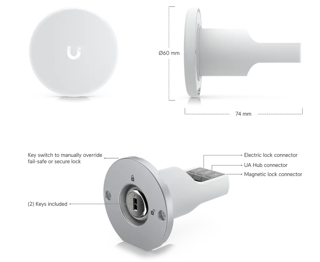 Ubiquiti | Ubiquiti Access Rescue KeySwitch, UA-Rescue, Keyed Emergency Override for your Access Hub (UA-HUB) | UA-Rescue - Image 1