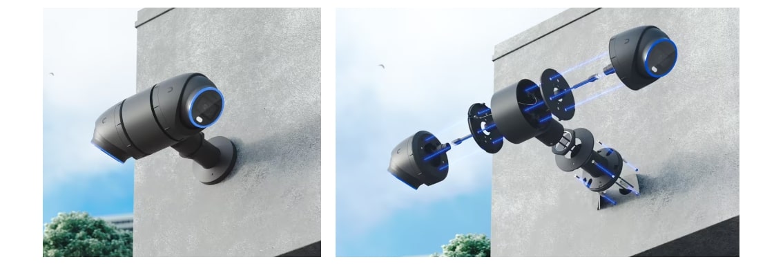 Ubiquiti | Ubiquiti Camera Dual Mount,Black,Tamper-resistant,Back-to-back,2 Bullet/Dome/Turret,Sup Surface/Pole/Pendant Instal,1 1/2