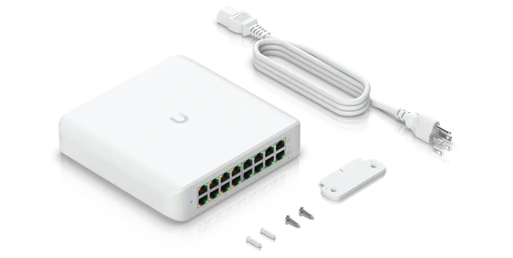 Ubiquiti | Ubiquiti UniFi Switch Lite 16 PoE, Layer 2, 16x GbE RJ45 Ports, 8x 802.3at PoE+ Ports, 45W PoE, Silent Operation, Wallmount Kit Include, | USW-Lite-16-POE - Image 2