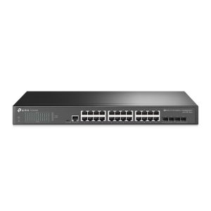 TP-LINK-SG3428-TP-Link SG3428 JetStream 24-Port Gigabit L2 Managed Switch with 4 SFP Slots IGMP Snooping QoS Rack Mountable Fanless