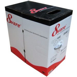 8ware-CAT6-305S-8ware CAT6 UTP Cable 305m Roll - Grey White Full 0.55mm Copper UTP Solid Ethernet LAN Network 24AWG 0.55cu 2x4p pvc Jacket