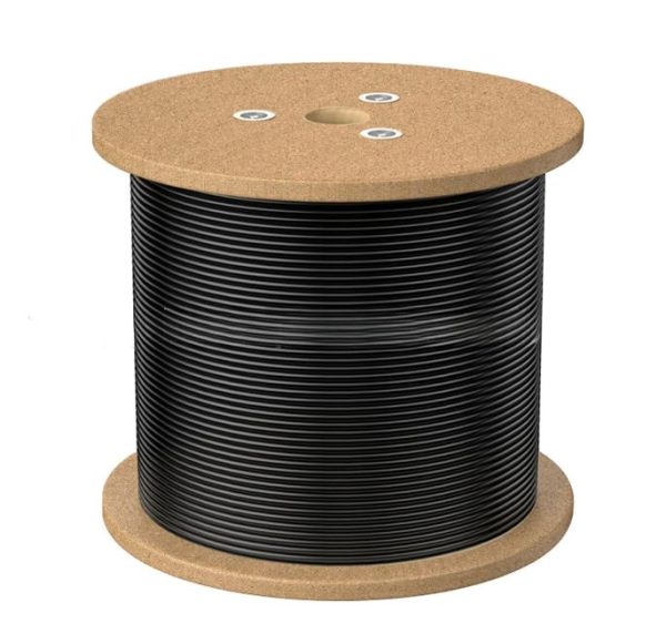 8ware-CAT6A-EXT350BLK-8Ware 350m CAT6A UTP LAN Network Cable Roll 24AWG PVE HDPE 7.4mm UV Stabilised Jacket Wooden Reel Outdoor Black