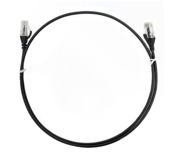 8ware-CAT6THINBK-1M-8ware CAT6 Ultra Thin Slim Cable 1m / 100cm - Black Color Premium RJ45 Ethernet Network LAN UTP Patch Cord 26AWG for Data