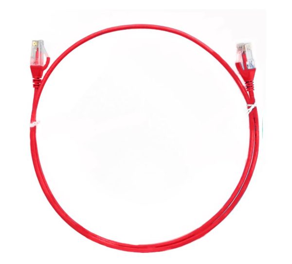 8ware-CAT6THINRD-1M-8ware CAT6 Ultra Thin Slim Cable 1m / 100cm - Red Color Premium RJ45 Ethernet Network LAN UTP Patch Cord 26AWG for Data