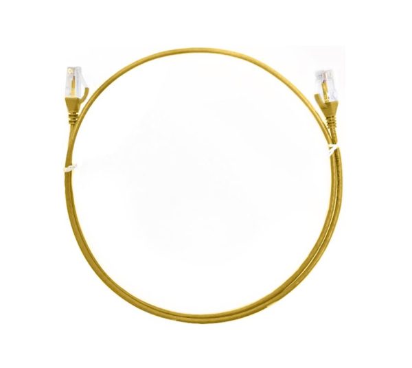 8ware-CAT6THINYE-5M-8ware CAT6 Ultra Thin Slim Cable 5m / 500cm - Yellow Color Premium RJ45 Ethernet Network LAN UTP Patch Cord 26AWG for Data