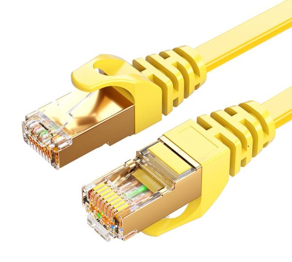 8ware-CAT7-F-10YEL-8Ware CAT7 Cable 10m - Yellow Color RJ45 Ethernet Network LAN UTP Patch Cord Snagless Flat cable