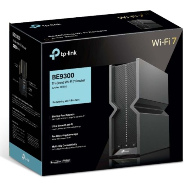 TP-LINK-Archer BE550-TP-Link Archer BE550 BE9300 Tri-Band Wi-Fi 7 Router (WIFI7) 574 Mbps at 2.4 GHz + 2880 Mbps at 5 GHz + 5760 Mbps at 6