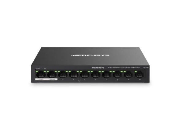TP-LINK-MS110P-Mercusys MS110P 10-Port 10/100Mbps Desktop Switch with 8-Port PoE+