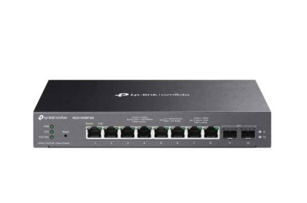 TP-LINK-SG2210XMP-M2-TP-Link SG2210XMP-M2 Omada 8-Port 2.5GBASE-T and 2-Port 10GE SFP+ Smart Switch with 8-Port PoE+
