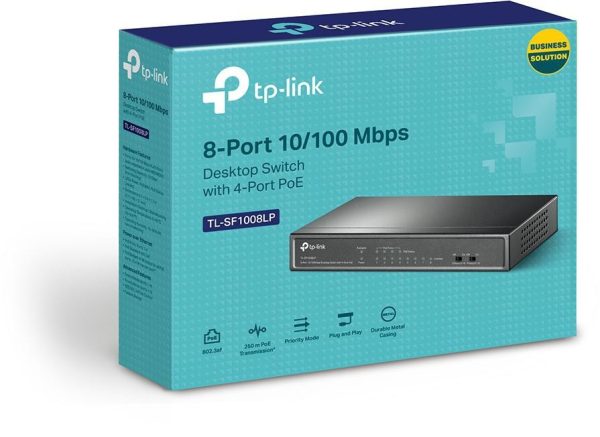 TP-LINK-TL-SF1008LP-TP-Link TL-SF1008LP 8-Port 10/100Mbps Desktop Switch with 4-Port PoE