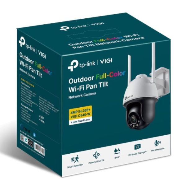 TP-LINK-VIGI C540-W(4mm)-TP-Link VIGI 4MP C540-W(4mm) Outdoor Full-Colour Wi-Fi Pan Tilt Network Camera