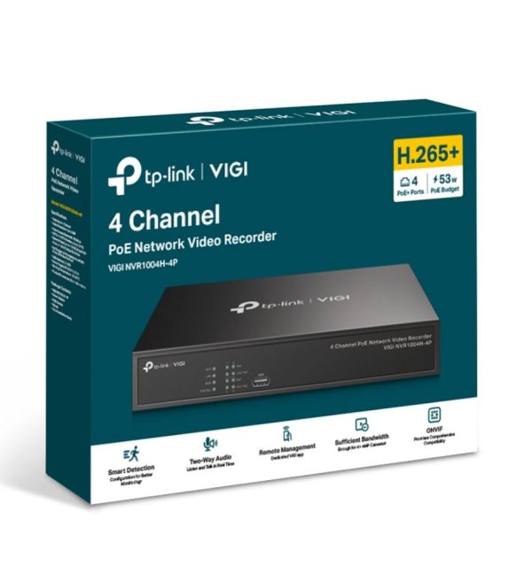 TP-LINK-VIGI NVR1004H-4P-TP-Link VIGI NVR1004H-4P 4 Channel PoE+ Network Video Recorder