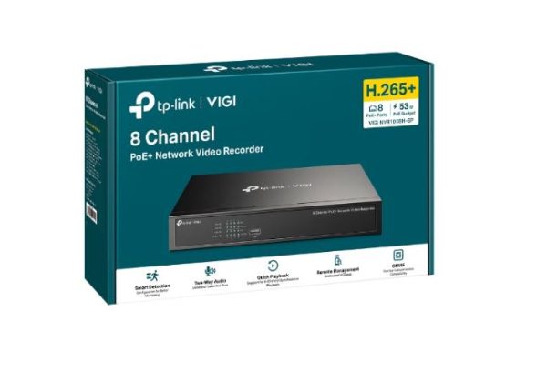 TP-LINK-VIGI NVR1008H-8P-TP-Link VIGI NVR1008H-8P 8 Channel PoE+ Network Video Recorder