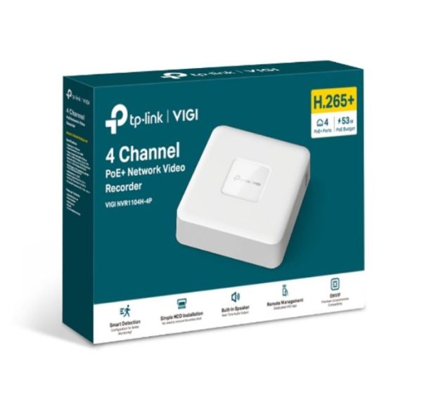 TP-LINK-VIGI NVR1104H-4P-TP-Link VIGI NVR1104H-4P 4 Channel PoE+ Network Video Recorder