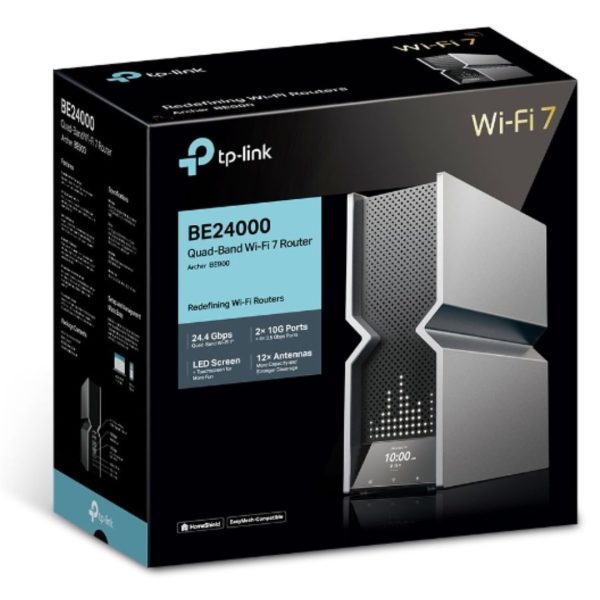 TP-LINK-Archer BE900-TP-Link Archer BE900 BE24000 Quad-Band Wi-Fi 7 Router (WIFI7) 1376 Mbps at 2.4 GHz + 5760 Mbps at 5 GHz_1+ 5760 Mbps at 5 GHz_2 + 11520 Mbps at 6 GHz