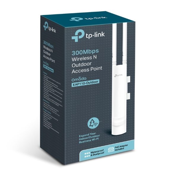 TP-LINK-EAP110-Outdoor-TP-Link EAP110 Outdoor Omada 300Mbps Wireless N Outdoor Access Point 1xRJ45 Passive PoE 2*5dBi External Omni waterproof Antenna Pole/Wall Mount