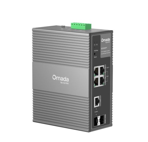TP-LINK-IES206GPP-TP-Link IES206GPP Omada 6-Port Gigabit Industrial Easy Managed Switch with 3-Port PoE+ and 1-Port PoE++