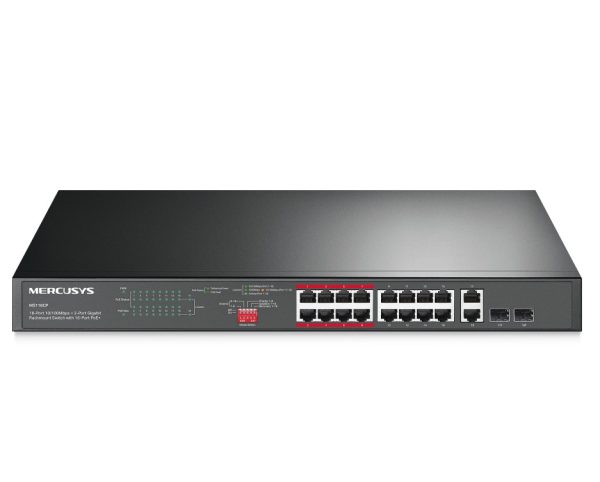 TP-LINK-MS120GP-Mercusys MS120GP 20-Port Gigabit Rackmount Switch with 16-Port PoE+