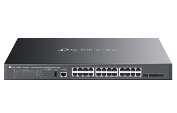 TP-LINK-SG5428XMPP-TP-Link SG5428XMPP Omada 24-Port Gigabit Stackable Lite L3 Managed PoE++ Switch with 4× 10G Slots