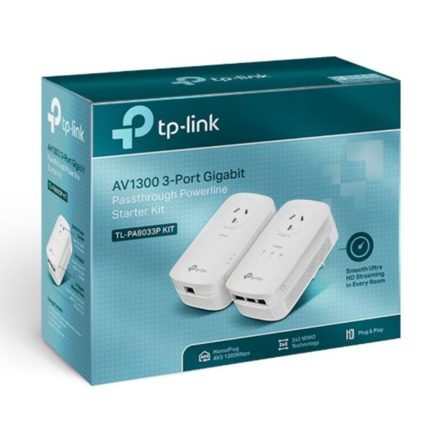 TP-LINK-TL-PA8033P KIT-TP-Link TL-PA8033P KIT AV1300 Passthrough Powerline KIT