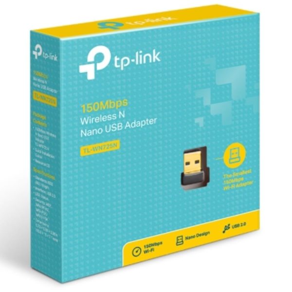 TP-LINK-TL-WN725N-TP-Link TL-WN725N N150 Nano Wireless N USB Adapter 2.4GHz (150Mbps) 1xUSB2 802.11bgn Internal Antenna miniature design for Notebook Laptop