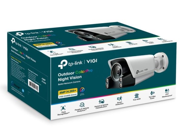 TP-LINK-VIGI C340S(4mm)-TP-Link VIGI 4MP C340S(4mm)  Outdoor ColourPro Night Vision Bullet Network Camera