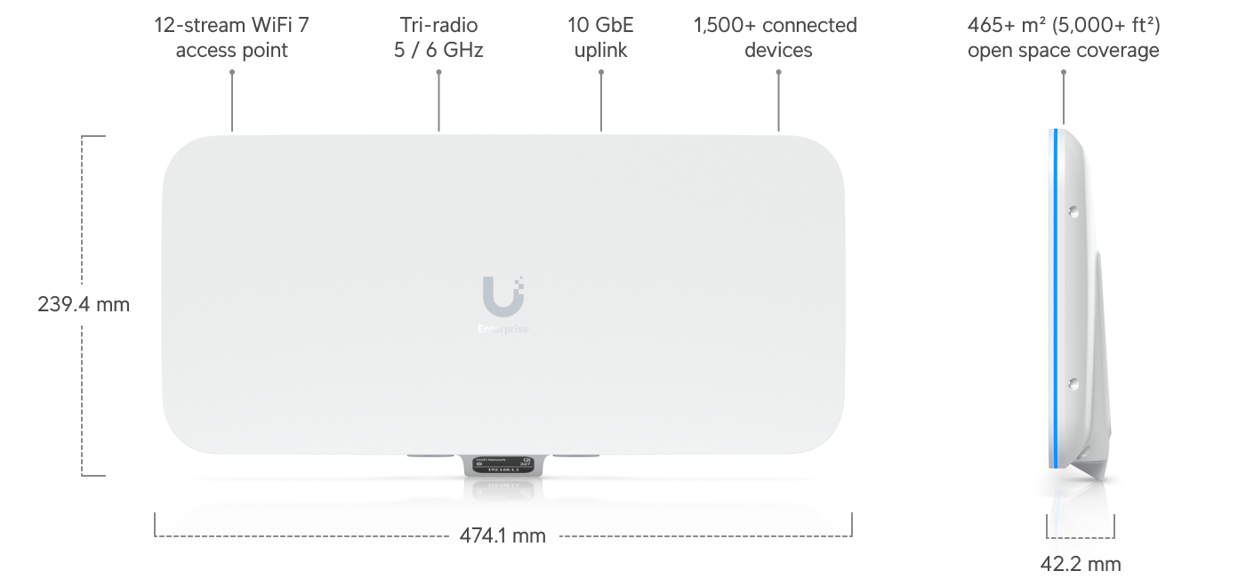 Ubiquiti | Ubiquiti E7 Audience,Enterprise-grade Indoor Access Point,High-density Environments,12-stream 5 GHz and 6 GHz WiFi 7,10 GbE Uplink    *Deal Reg Only* | E7-Audience - Image 1