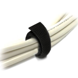 8ware-8WD-VELCT-25M-8Ware 25m x 12mm Velcro Wide Cable Tie Hook Loop Continuous One Sided Self Adhesive Fastener Sticky Tape Roll Black