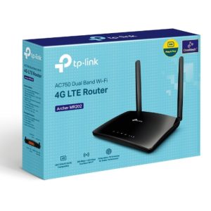 TP-LINK-Archer MR202-TP-Link Archer MR202 AC750 Wireless Dual Band 4G LTE Router 574Mbps @2.4GHz + 2402Mbps @5GHz + 2402Mbps @6GHz. 2× External SMA-F Antenna IntF