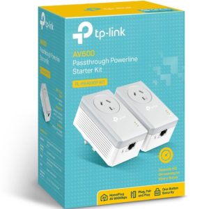 TP-LINK-TL-PA4010P KIT-TP-Link TL-PA4010P KIT AV600 Powerline Adapter with AC Pass Through Starter Kit 600Mbps HomePlug AV 1x100Mbps LAN Power Socket 300m ~TL-PA4016P KIT
