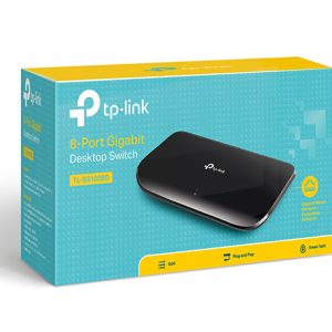 TP-LINK-TL-SG1008D-TP-Link TL-SG1008D 8-Port Gigabit Unmanaged Switch Desktop Wall-Mounting Plastic Case Fanless Supports MAC address 802.1p/DSCP QoS