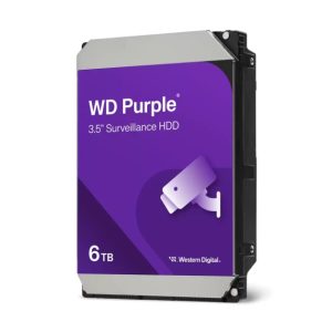 Western Digital-WD64PURZ-Western Digital WD Purple 6TB 3.5" Surveillance HDD 5400RPM 64MB SATA3 175MB/s 180TBW 24x7 64 Cameras AV NVR DVR 1.5mil MTBF 3yrs