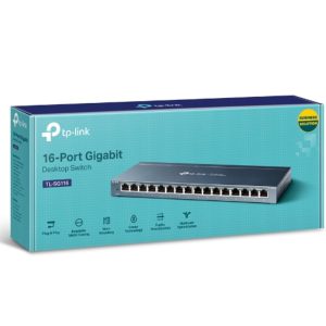 TP-LINK-TL-SG116-TP-Link TL-SG116 16-Port Gigabit Unmanaged Desktop/Wall Mounting Switch 32Gbps Capacity 23.81Mpps 8K MAC 4.1Mb Buffer Fanless