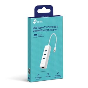 TP-LINK-UE330C-TP-Link UE330C USB 3.0 Type-C to Gigabit Ethernet Network Adapter with 3-Port USB 3.0 Type-A Hub