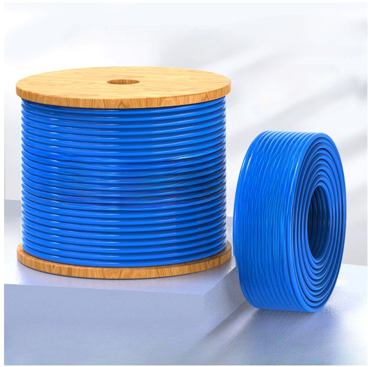8ware-CAT6A-EXT350BLUSH-8Ware 350m CAT6A Ethernet 24AWG 30V LAN Stranded Core Cable Roll Bare Copper Twisted Core PVC Jacket on Reel Box Blue >305m