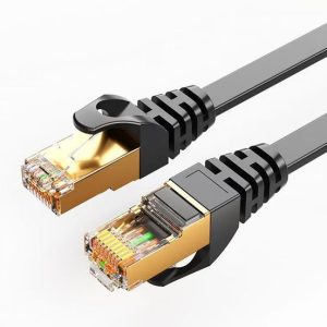 8ware-CAT7-F-0.5BLK-8Ware CAT7 Cable 0.5m (50cm) - Black Color RJ45 Ethernet Network LAN UTP Patch Cord Snagless Flat cable