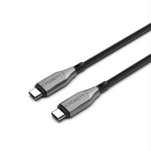 Cygnett-CY4678PCTYC-Cygnett Armoured Braided USB-C to USB-C (2.0) Cable (3M) - Black (CY4678PCTYC)